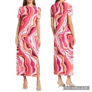 Pink and Coral Riviera Maxi T-Shirt Size 0 Dress